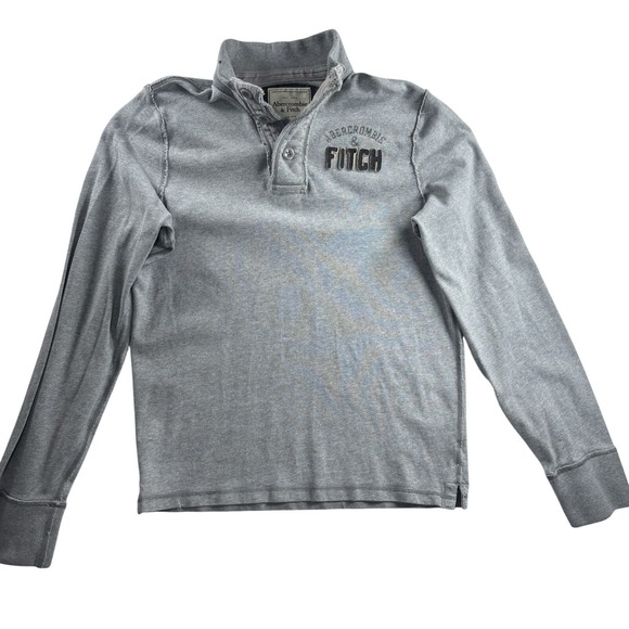 Abercrombie & Fitch Other - Y2K Abercrombie & Fitch Henley Shirt Long Sleeve Mens XXL Heavy‎ Sweater Gray